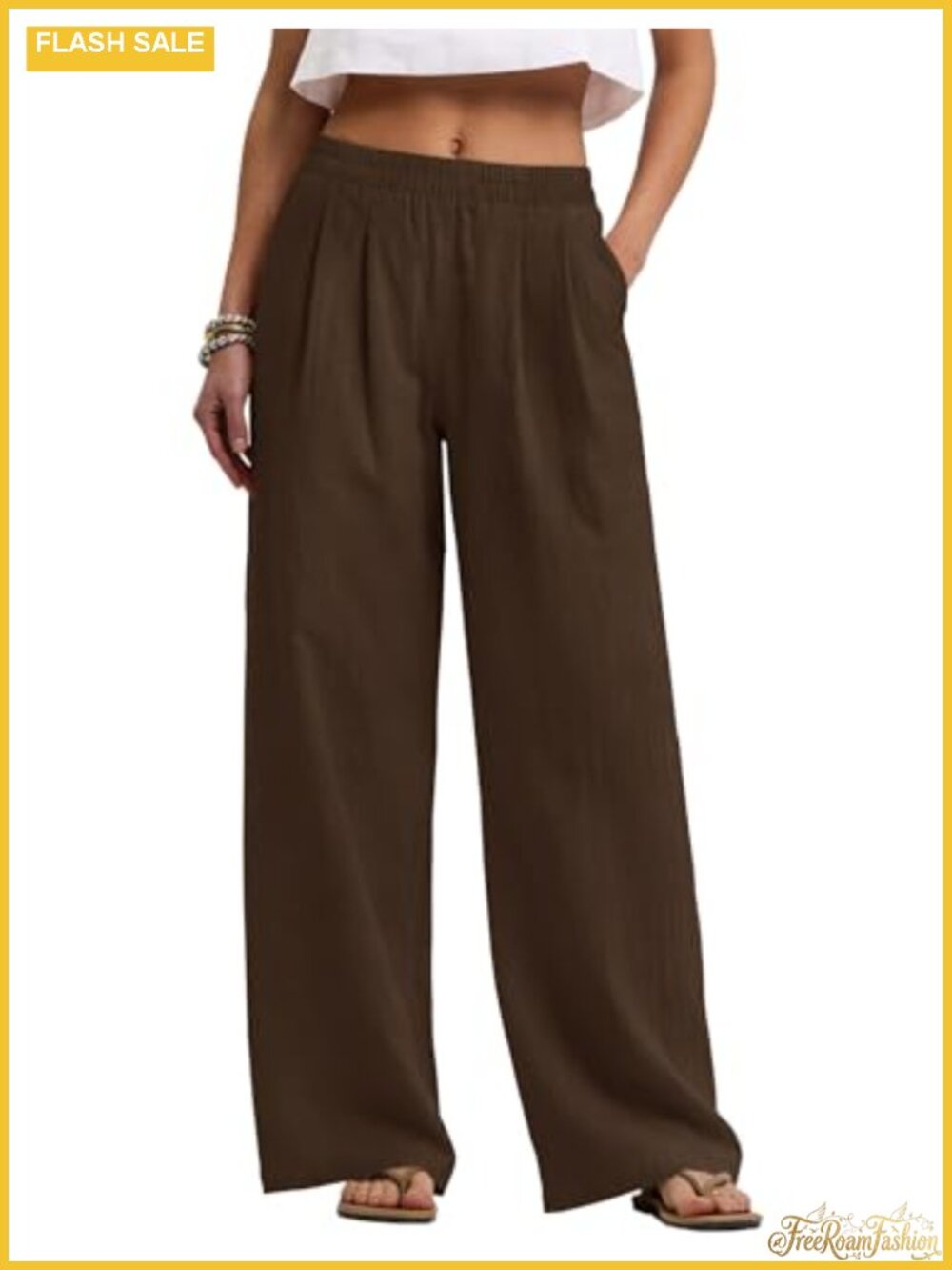 Wide Leg Palazzo Pull-On Pant Cotton Linen Summer Travel